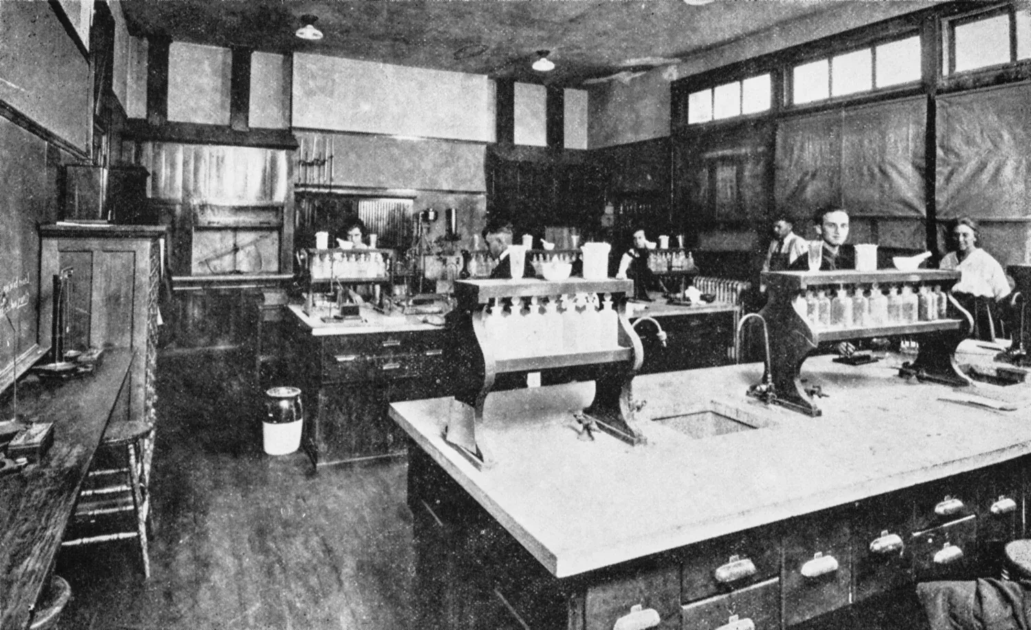 Students in a chemistry lab